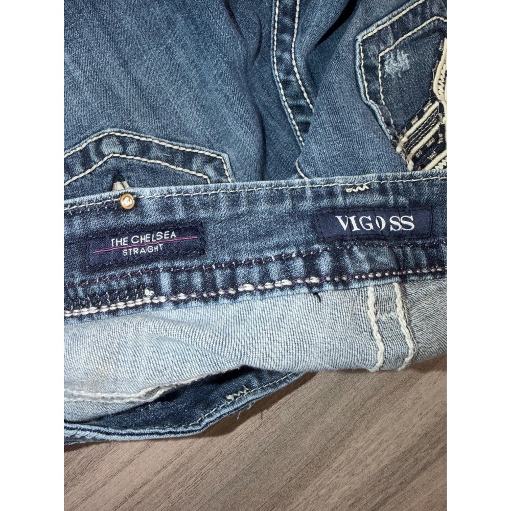 Vigoss The Chelsea Straight Leg Distressed Jeans Medium Wash 16 L 31 D7 - Picture 7 of 13
